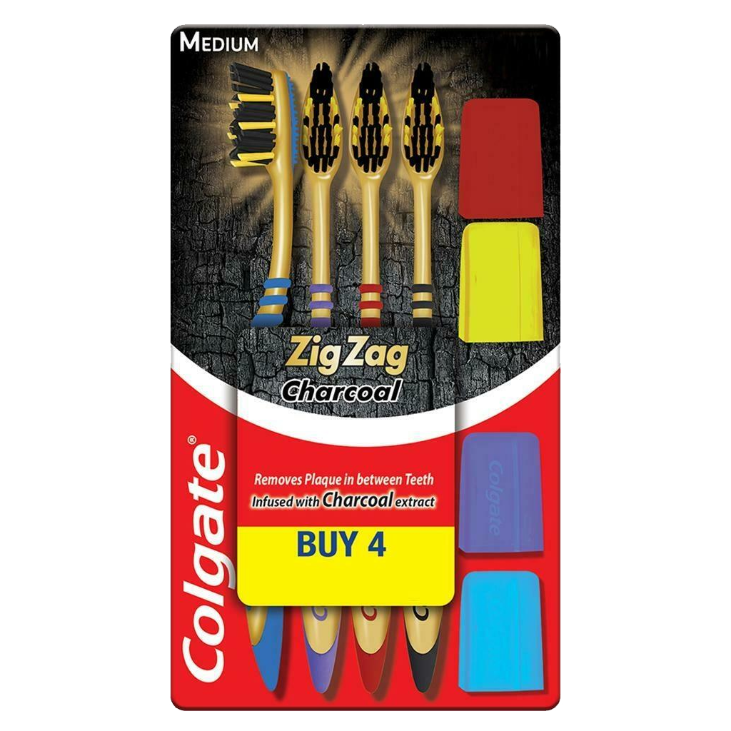 COLGATE ZIG ZAG CHARCOAL TB 4S PACK