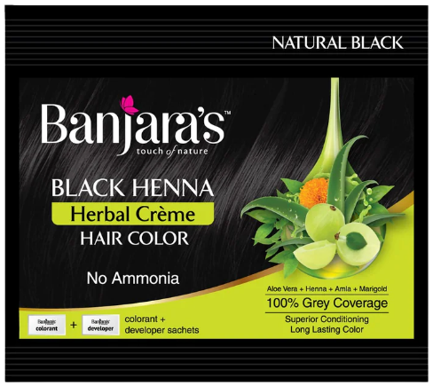 BANJARA'S BLACK HENNA HERBAL CRÈME-BLACK 20G+20ML PACK