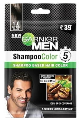 GARNIER MEN SHAMPOO COLOR -NATURAL BLACK 1.100ML+10ML PACK